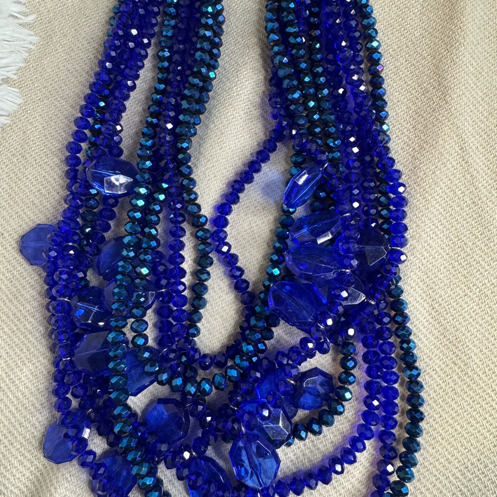 Sassy Jones Malia Blue Beaded Statement Necklace